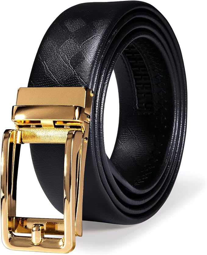Dubulle Men's Ratchet Belt Gold/Black/Red/Green/Blue/White Automatic Buckle Business Casual Belt Gift - Adjustable Fit