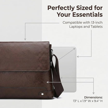 Messenger Bag for Men, 13 inch Purse Crossbody Bag, Waterproof Shoulder Bag for Office Business