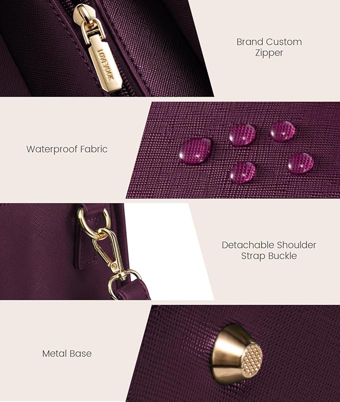 LOVEVOOK Laptop Bag for Women, 15.6'' Laptop Tote Purse 2-in-1 Professional Work Bag Business Briefcase with Clutch Purse, Waterproof Leather Computer Handbag for Teacher Office Travel