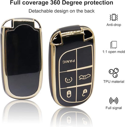 Elegananccy for Jeep Key Fob Cover, Soft Full Protection Key Case Shell Compatible with 2016 2017 2018 Jeep (Black)