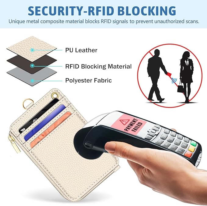 Piefly Lanyard Wallet with ID Badge Holder, Small RFID Credit Card Holder Women Keychain Wristlet, Slim Card Organizer with Zipper Pocket Phone Lanyard Wrist Strap Name Tag Woman Office Teacher Gift