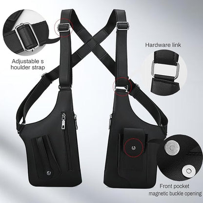 FANNING511 Double Shoulder Armpit Bag for Men Vest Bag Multi Pocket Underarm Pouch for Travel Outdoor Running cycling