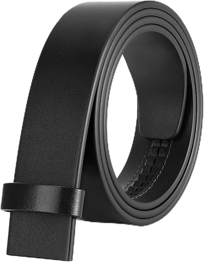 Ratchet Belt Strap, Full Grain Leather Belt Straps for Men without Buckle 1 3/8"- Replacement Strap Only