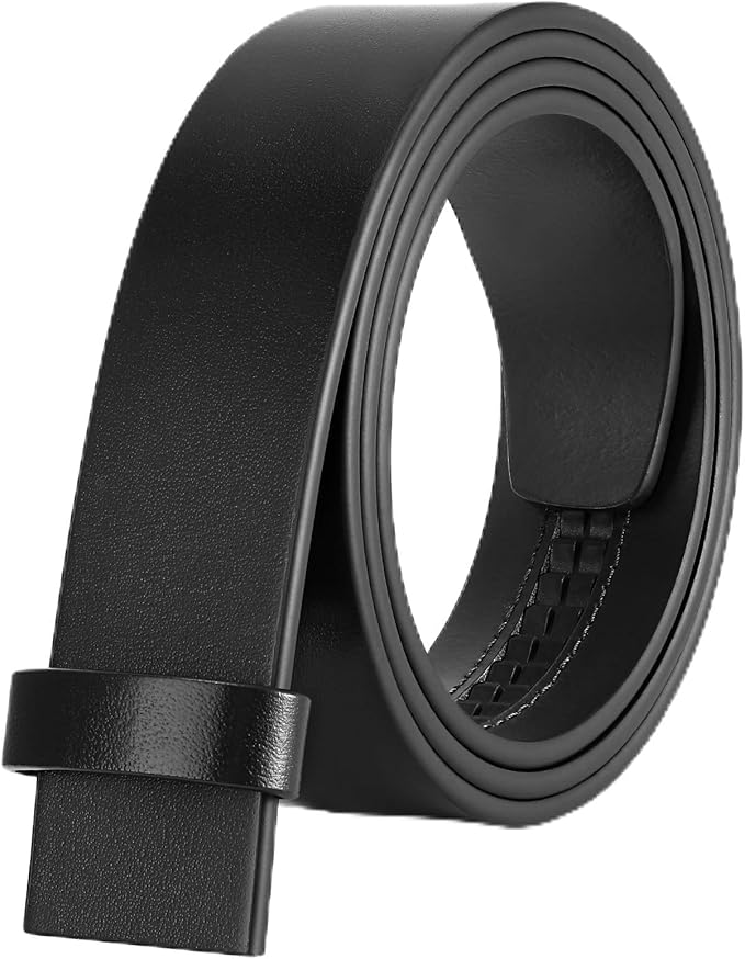 Ratchet Belt Strap, Full Grain Leather Belt Straps for Men without Buckle 1 3/8"- Replacement Strap Only