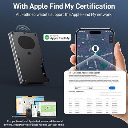 Wallet for Men, Slim Minimalist Wallet Card Holder with Location Tracking, Build in Airtag Chip Compatible with Apple Find My, RFID-Blocking Smart Air Wallet with Money Clip (Black Carbon Fiber)