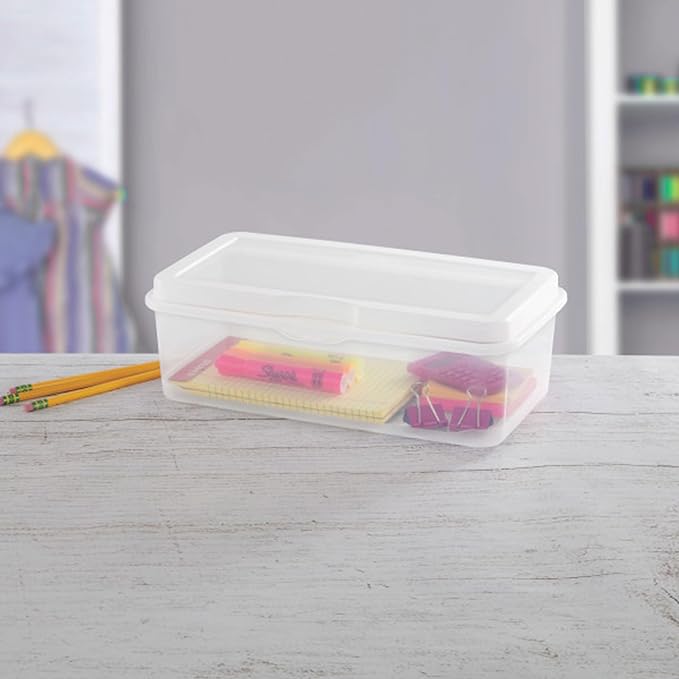Sterilite 12-Pack FlipTop Stackable Rectangular Storage Bin with Hinging Lid, Clear
