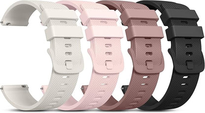 Vanjua 20mm Watch Bands Quick Release Replacement Wristband, 4 Pack Soft Silicone Waterproof Sport Straps Band for Men Women