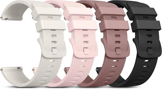Vanjua 20mm Watch Bands Quick Release Replacement Wristband, 4 Pack Soft Silicone Waterproof Sport Straps Band for Men Women