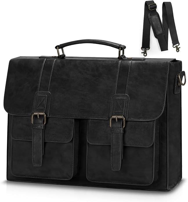 Leather Messenger Bag for Men 15.6 Inch Vintage Laptop Bag Waterproof Briefcases for Men Computer Bag Satchel for Work/Office