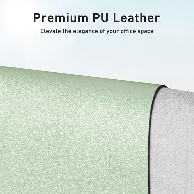 Aothia Large PU Leather Desk Pad Protector – Non-Slip Mouse Pad & Writing Mat for Office/Home, Waterproof, Easy to Clean (36" x 17", Aqua)