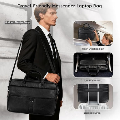 15 16 inch Leather Laptop Bag for 2026-2023 MacBook Air 15-inch M5 A3448 M4 A3241 M3 A3114 M2 A2941, MacBook Pro 16 M4 Pro/Max, Travel Shoulder Computer Carrying Sleeve Case