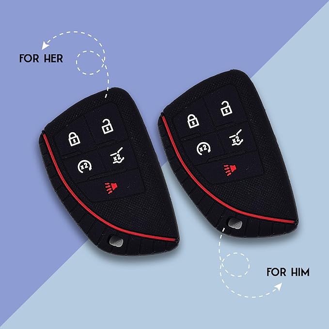 Autobase Silicone Key Fob Cover for 2022 2023 2024 2025 2026 Chevy Equinox Silverado 1500 GMC Sierra 1500 | 2024 2025 2026 Silverado Sierra 2500HD 3500HD | 2-Pack in Black