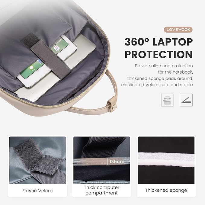 LOVEVOOK Laptop Backpack for Women, Water Resistant Travel Work Backpacks Purse Stylish College Business Teacher Nurse Computer Bag with USB Charging Port, Fits 15.6" Laptop