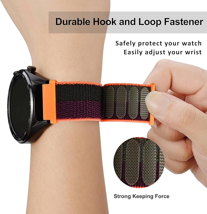 WOCCI 20mm Adjustable Nylon Watch Band, Quick Release Sport Loop Strap (Dark Berry)