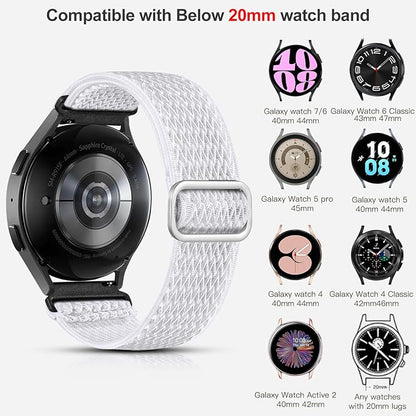 Lerobo Elastic Bands Compatible with Samsung Galaxy Watch 8 7 6 5 4 40mm 44mm/Galaxy Watch 8 Classic 6 4 Classic 43mm 47mm 42mm 46mm/5 Pro Band 45mm/Active 2,3 Pack 20mm Adjustable Nylon Sport Band