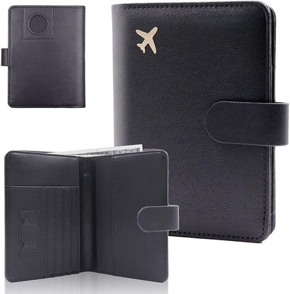 Melsbrinna Premium Leather Passport Holder Covers Case, Waterproof Rfid Blocking Travel Wallet Passport Holder with Pen Holder, Cute Passport Book for Women/Men