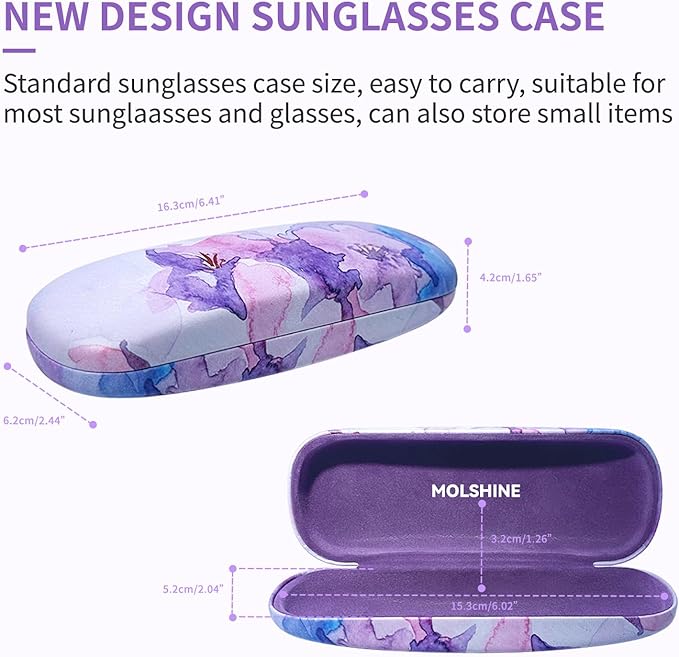 molshine Hard Shell PU Leather Glasses Case,Travel Portable Eyeglass Case for Men Women Girl Travel Study Work