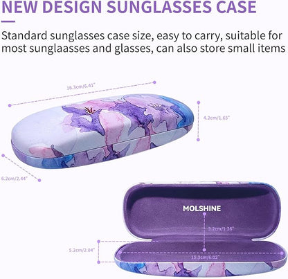 molshine Hard Shell PU Leather Glasses Case,Travel Portable Eyeglass Case for Men Women Girl Travel Study Work