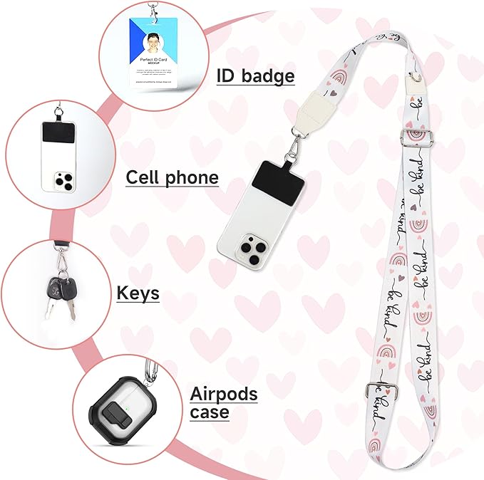 FUVLIFE Phone Lanyard Crossbody Wrist Strap, Adjustable Clip and Go Strap for Phone with Wallet Crossbody, Phone Strap with Zippered Pouch, Universal Hands-Free for All Cell Phone