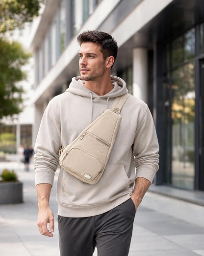 Reebok Unisex Crossbody Sling Bags – Compact Convertible Strap Cross Body Bag Travel Sling Bag - Gym & Travel Essential, Maeves Stucco