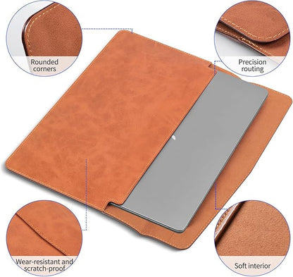 16 Inch Leather Laptop Sleeve Compatible with MacBook Pro 16 Inch M5 M4 M3 M2 M1 Pro/Max＆MacBook Air 15 Inch M5 M4 M3 M2, Genuine Leather Protective Case Cover,Vintage Brown