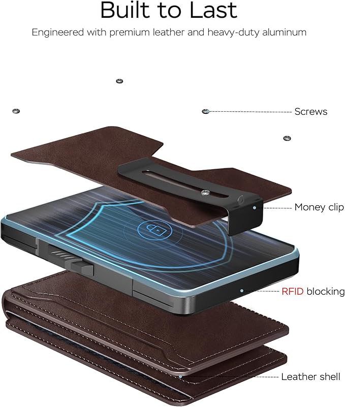 Money Clip Wallet for AirTag - Slim Compact Design, RFID Blocking Pop Up Card Holder for Apple Air Tag & Moto Tag, Minimalist Front Pocket Wallet with ID Window, Holds 11 Cards, Gift for Men
