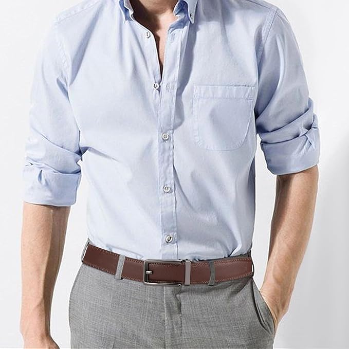 SENDEFN Men's Leather Dress Casual Belt 1 3/8" Automatic Adjustable Click Buckle Belts with Gift Box