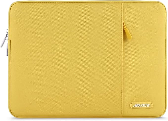 MOSISO Laptop Case 13.3 inch, 13-13.3 inch Laptop Sleeve Compatible with MacBook Air/Pro 13/Pro 14 M5 M4 M3 M2 M1, HP Dell ASUS Lenovo,Polyester Vertical Computer Sleeve Bag with Pocket, Yellow