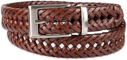 DOCKERS Men's Braided Leather Belt, Fully Adjustable Casual Strap for Everyday Wear
