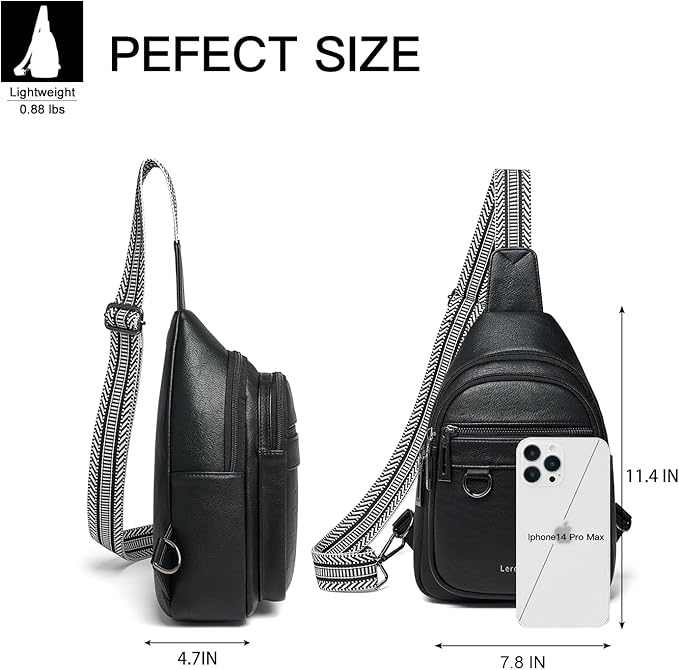 Leresas 7L Sling Bag for Women Men Vegan Leather Crossbody Bags Fanny Pack Purse Backpack Over Shoulder Bag Travel Anti Theft