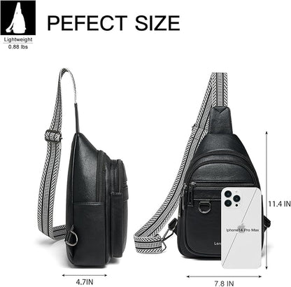 Leresas 7L Sling Bag for Women Men Vegan Leather Crossbody Bags Fanny Pack Purse Backpack Over Shoulder Bag Travel Anti Theft
