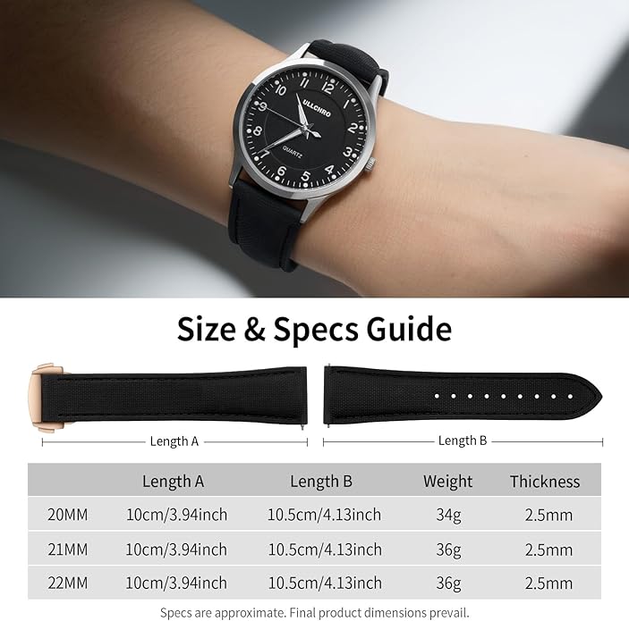 ULLCHRO Watch Strap Watch Band 20mm 22mm Man Waterproof Quick Release Bands Sport Replacement Strap Soft FKM Rubber Watchband