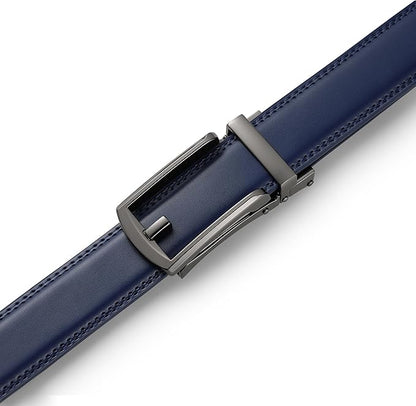 Founders & C Mens Ratchet Belt Leather Click 1 1/4" with Slide Buckle, Casual Dress Belt Adjustable