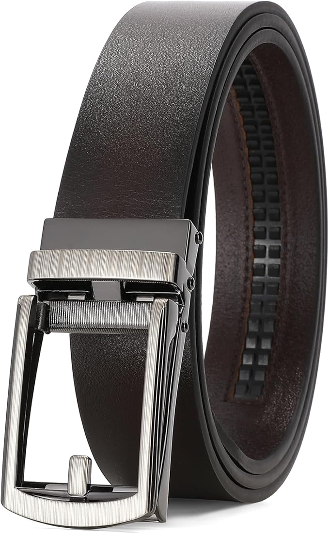 SENDEFN Men's Leather Dress Casual Belt 1 3/8" Automatic Adjustable Click Buckle Belts with Gift Box