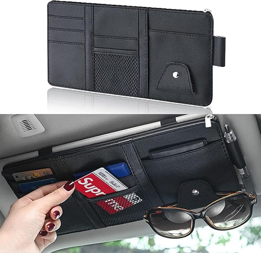 Car Visor Organizer, Auto Interior Accessories Pocket Organizer, Zipper-typed Multi-functional Storage Bag, Drving License, Insurance, Sunglasses, Pen, Key, Phone, Lipstick