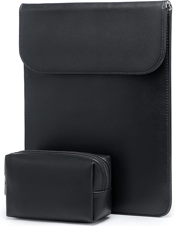 HYZUO 13.3-14 Inch Laptop Sleeve Case for MacBook Pro 14 M5/M4/M3/M2/M1 Pro/Max A3426 A3427 2026-2021, 13.3" MacBook Air/Pro, 13.5-13.8 Surface Laptop, HP Envy 13, Faux Suede Leather, Black