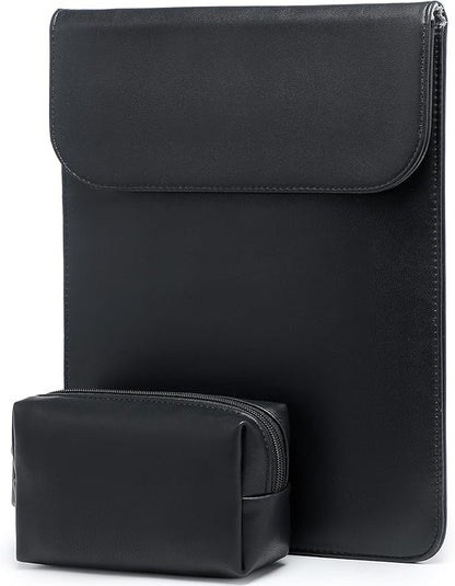 HYZUO 13.3-14 Inch Laptop Sleeve Case for MacBook Pro 14 M5/M4/M3/M2/M1 Pro/Max A3426 A3427 2026-2021, 13.3" MacBook Air/Pro, 13.5-13.8 Surface Laptop, HP Envy 13, Faux Suede Leather, Black