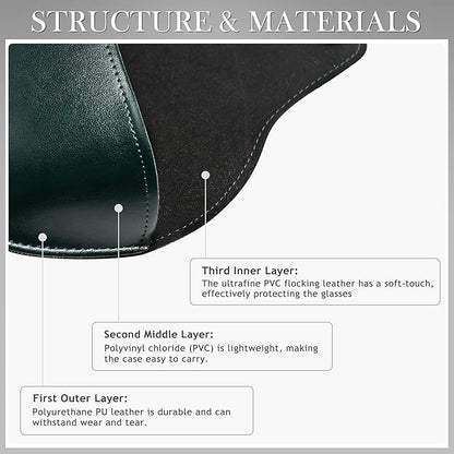 SUNGAIT Vegan Leather Glasses Case Portable Sunglasses Holder Hard Shell Slim Design Travel-Ready