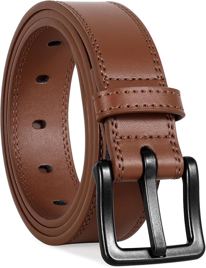 VONMELLI Nickel Free Leather Belt for Men, Non Metal TSA Approved Men’s Belt for Jeans with Hypoallergenic Buckle