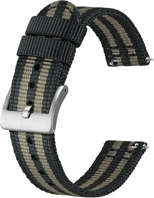 BISONSTRAP Men’s Nylon Watch Bands, Two-Piece Military Watch Straps, Quick Release, Brushed Buckle, Band Width 18mm 19mm 20mm 22mm