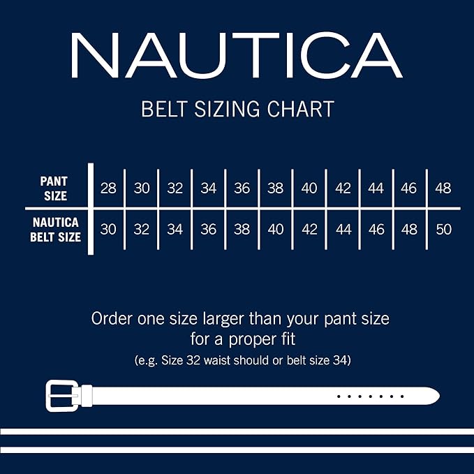 Nautica Men's Dress Leather Belt for Suits and Pants | Classic | Business | Fashion | Adjustable | Metal Buckle