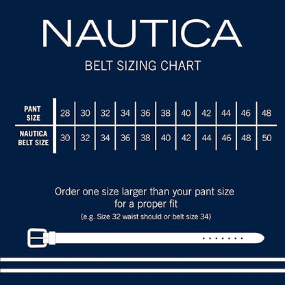 Nautica Men's Dress Leather Belt for Suits and Pants | Classic | Business | Fashion | Adjustable | Metal Buckle