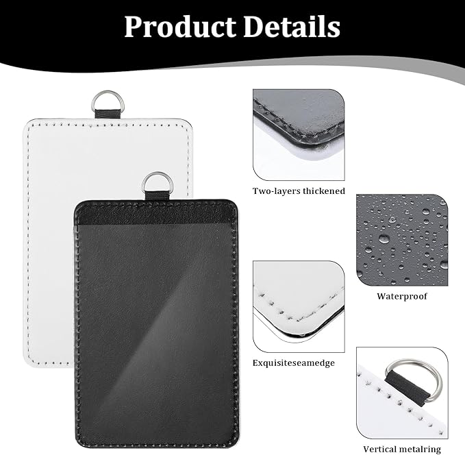 14pcs Sublimation ID Badge Holder Blanks, Bulk Leather ID Badge Holder,Heat Transfer Print Waterproof Sublimation Name Tags Blanks for Office Employees Students