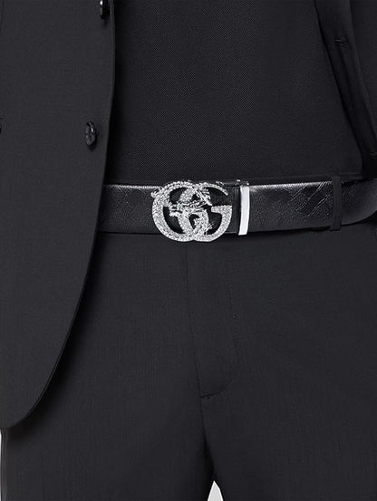 Barry.Wang Mens Belts Leather Ratchet Automatic Buckle Slide Click 1 3/8" Designer Dress Fashion Classic Casual Work Business
