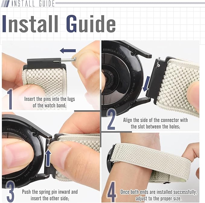 24mm Quick Release Elastic Watch Bands Compatible with Garmin Venu X1/Suunto 9/9 Baro/9 Titanium/D5/7/TicWatch Altas/Pro 5/Pro 5 Enduro/COROS Nomad/iTouch AIR 4 41mm 46mm/AIR 3 44mm/G-shock ga2100