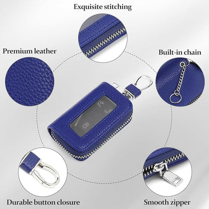 SENDEFN Universal Car Key Fob Case Leather Smart Remote Keychain Protector Holder