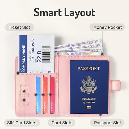 Forvencer Passport Holder Cover with Money Pocket, RFID Blocking Passport Wallet for Travel, Premium Travel Card Case, Waterproof Travel Accessories for Women Men, Light Blue