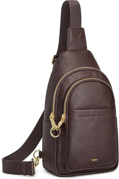 Kattee Sling Bag for Women, Leather Fanny Packs Crossbody Purse, Small Chest Bag for Travel with RFID Blocking