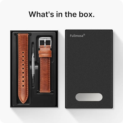 Fullmosa Watch Band, Quick Release Leather Watch Strap for Men Women, Replacement Bands Width 12mm 14mm 16mm 18mm 19mm 20mm 21mm 22mm 24mm