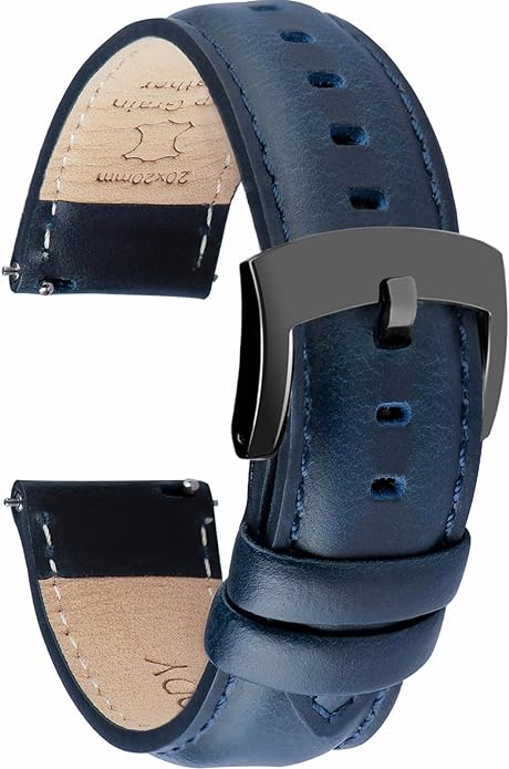 OTTOODY Leather Watch Bands Quick Release, Elegant Top Grain Leather Watch Straps for Men & Women, Choice of Color & Width - 18mm, 19mm, 20mm, 21mm or 22mm Wristbands Bracelet for Watch & Smartwatch